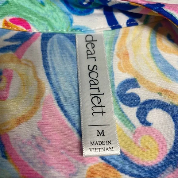 Dear Scarlett sleeveless top colorful paisley print Size M.  A-line preowned - Picture 6 of 10